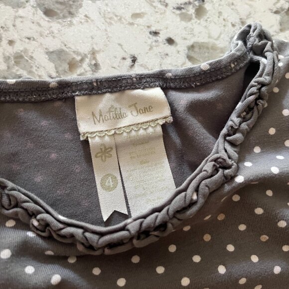 Matilda Jane Connect the Dots grey ruffle layering tee sz 4 - Picture 4 of 4